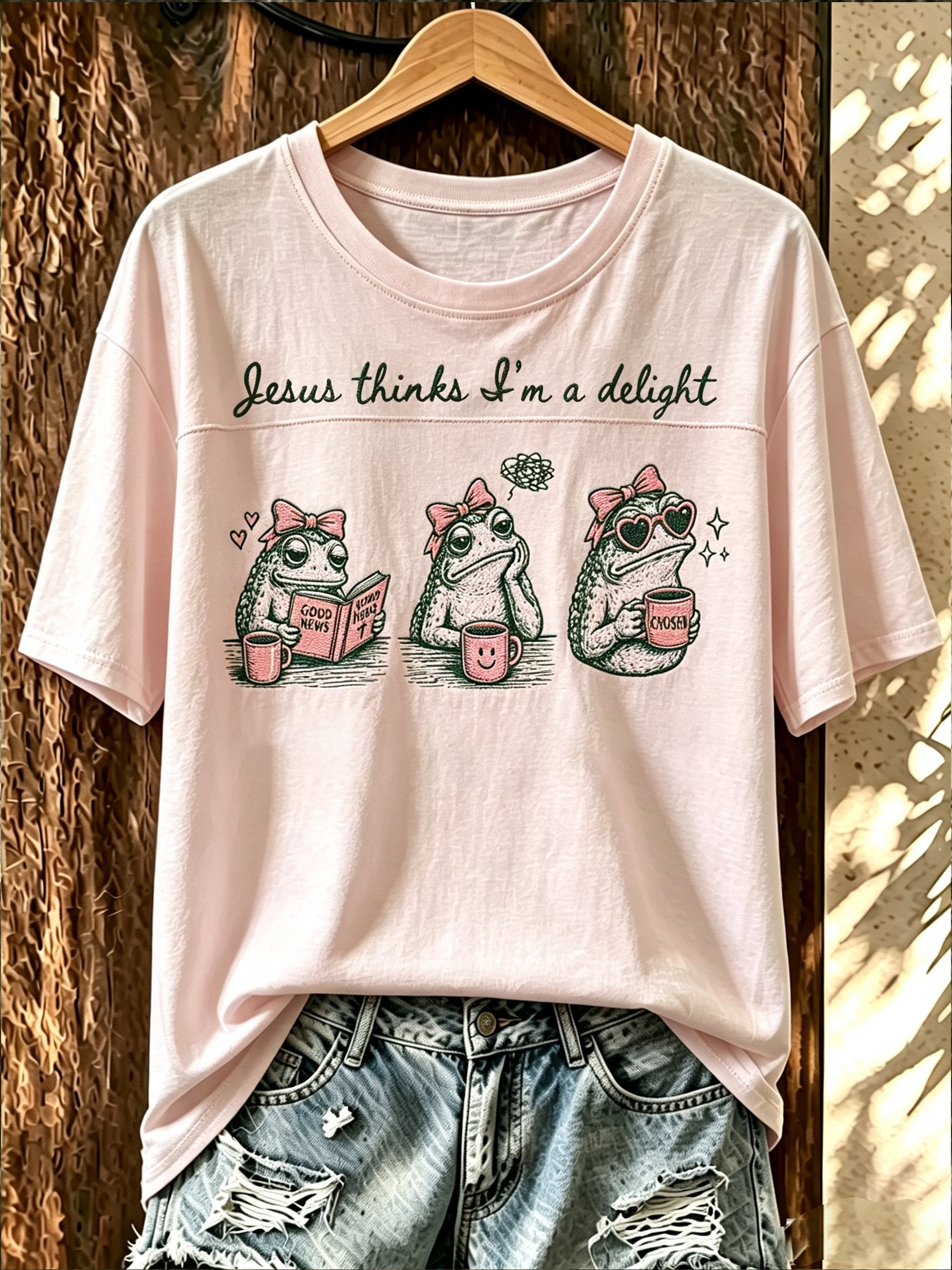 Women's Fun Frog-Print Top