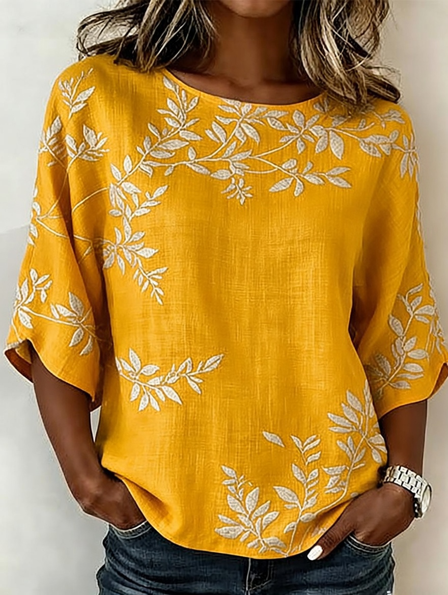 Women's Linen-Cotton Printed Tops