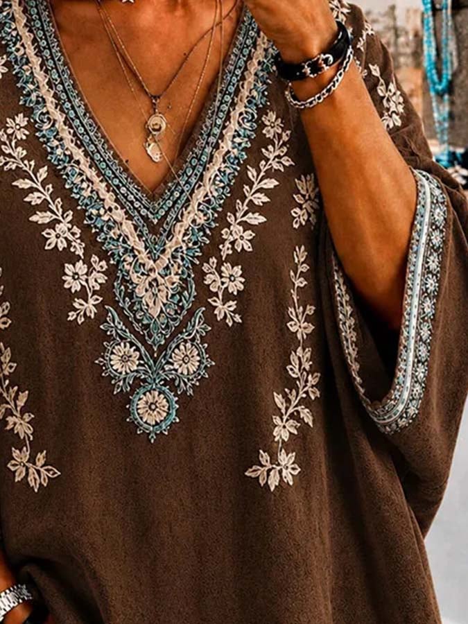 Damen lässiges Retro-Print-Oberteil
