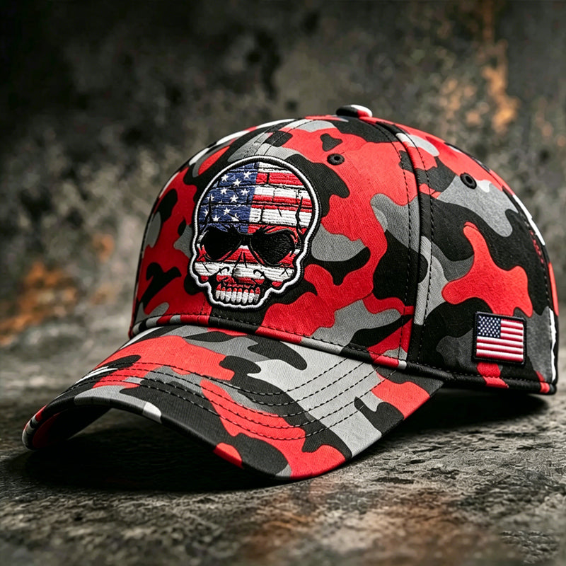 Casquette de baseball décontractée imprimée tête de mort rétro