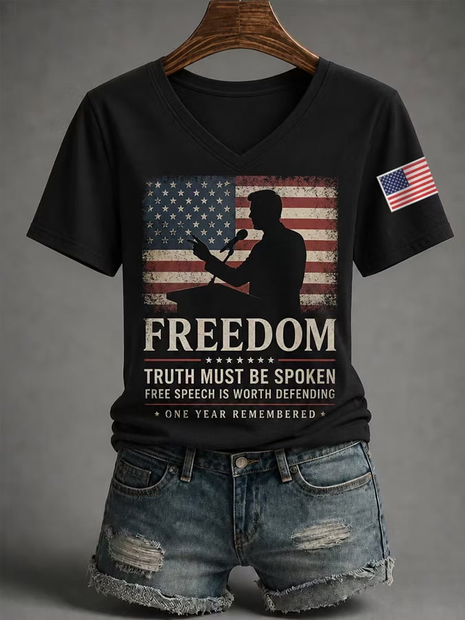 Damen Freiheit Print T-Shirt