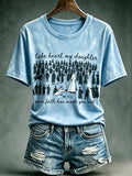Women's  Faith Cross  Take Heart My Daughter Your Faith Has Made You Well Print Top