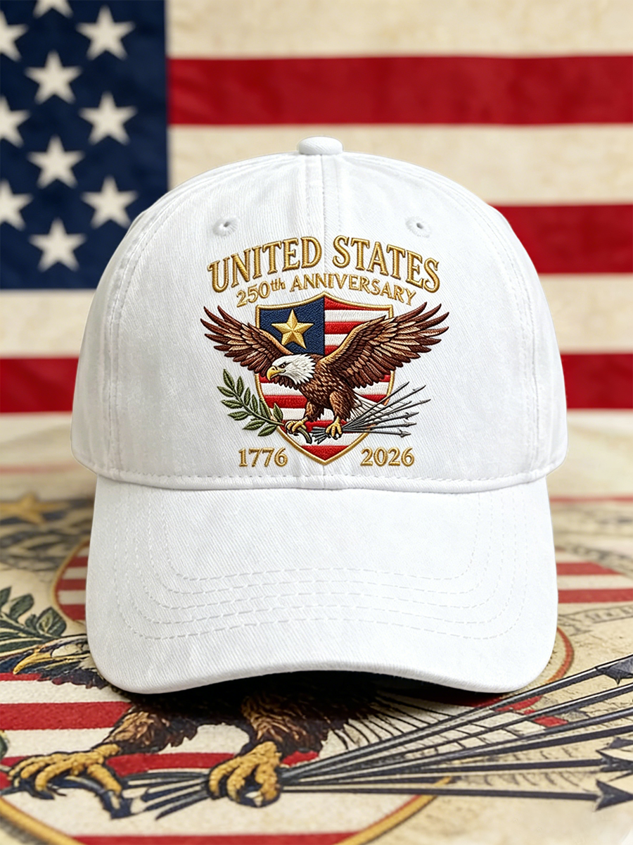 Casquette de baseball en jean délavé avec l'emblème de l'aigle chauve du 250e anniversaire des États-Unis