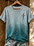 Damen T-Shirt mit Rundhalsausschnitt im Western-Stil, leger