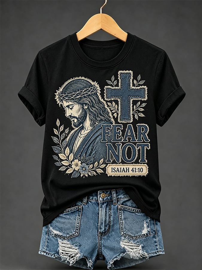 Women's Retro Fear Not Faith  Print T-shirt