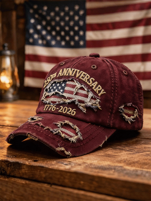 Casquette de baseball vintage en jean vieilli drapeau 250e anniversaire des États-Unis