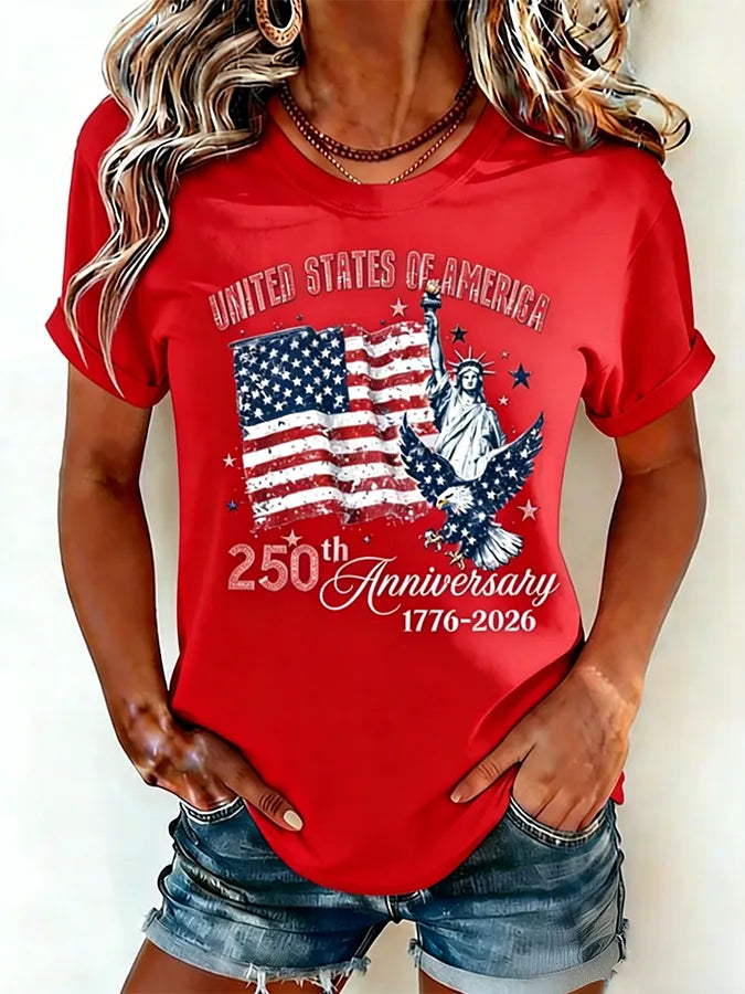 T-shirt Patriotique Vintage Aigle Statue de la Liberté 250ème Anniversaire USA