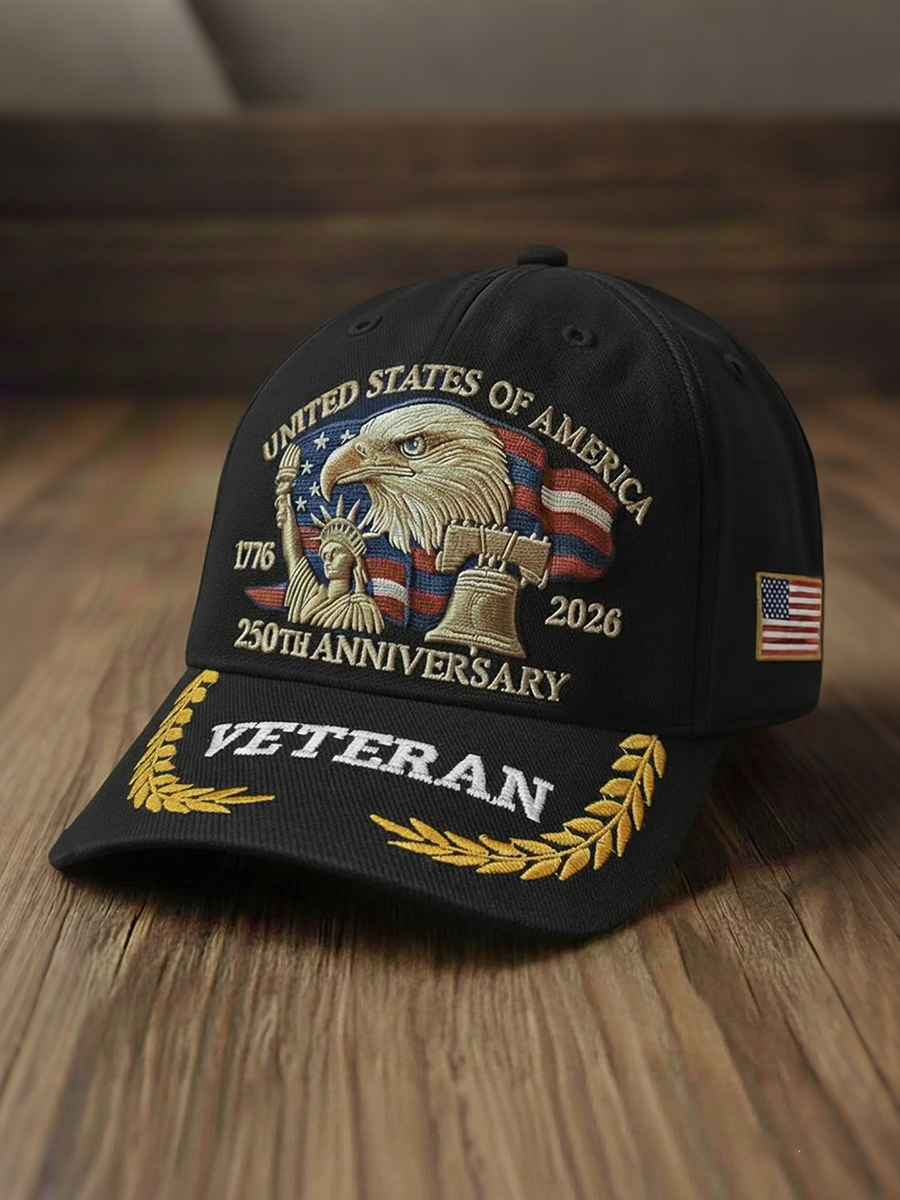 USA 250. Jubiläum Veteran Bestickte Weißkopfseeadler Patriotische Mütze