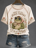”First Of All. Jesus Thinks Holy Mocha I'm A Delight“ Casual Raglan Short-Sleeved T-Shirt