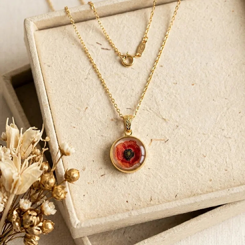 Amerikanische Vintage-Mohnkette – Exquisit & Zierlich, Minimalistischer Stil