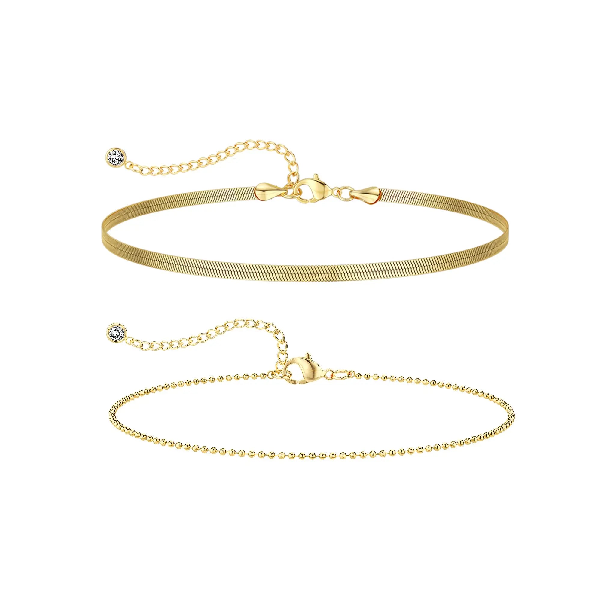 Wasserdichtes vergoldetes Cuban Link Fußkettchen-Set für Damen