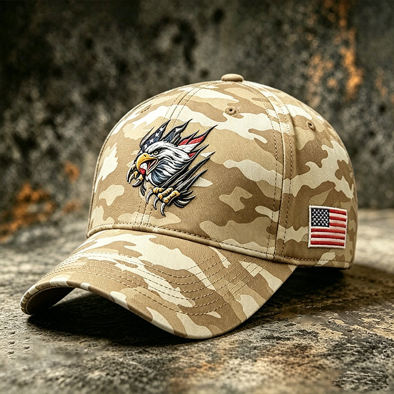 Casquette de baseball décontractée avec motif aigle camouflé américain
