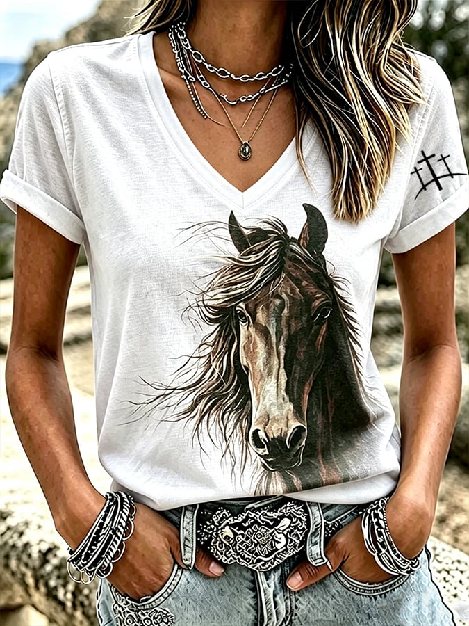 T-shirt imprimé décontracté à manches courtes pour femmes