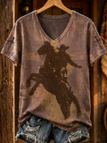 Damen Retro Western Faith Print Freizeit Top
