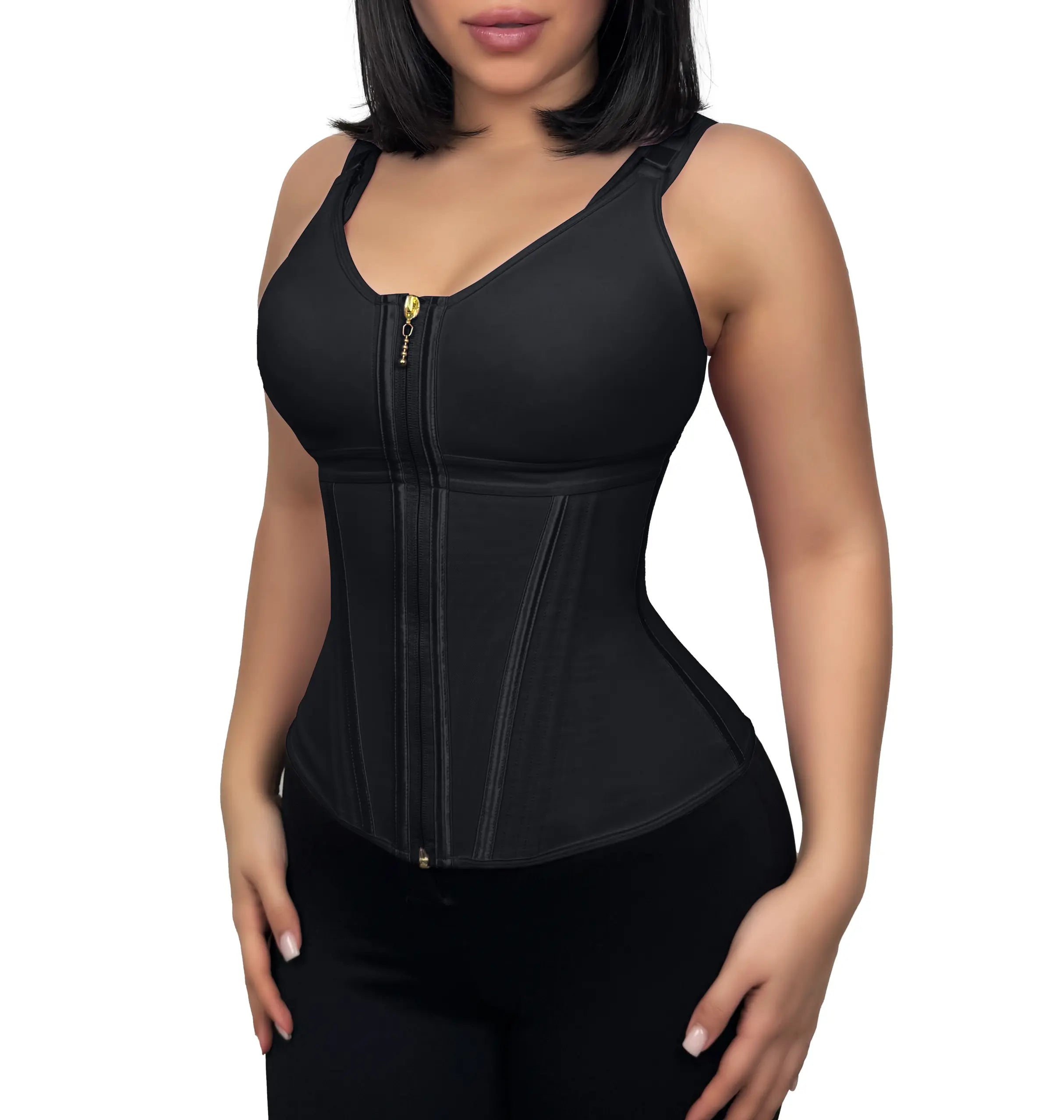 Corset serre-taille zippé avec soutien-gorge intégré