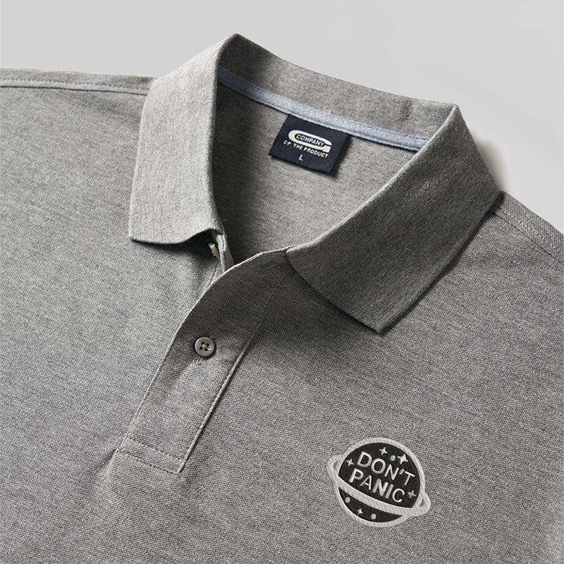 Don't Panic Geek Embroidered Polo Shirt