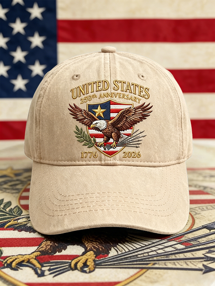 Casquette de baseball en jean délavé avec l'emblème de l'aigle chauve du 250e anniversaire des États-Unis