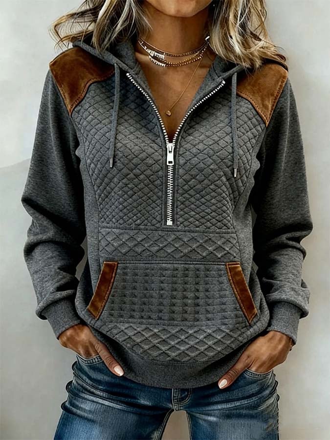 Damen Lässiges Color-Block Pullover Sweatshirt