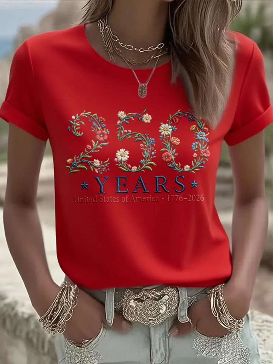 T-shirt 250 américain brodé pour femme