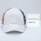 Casquette de baseball en coton drapeau américain avec dos croisé pour femme