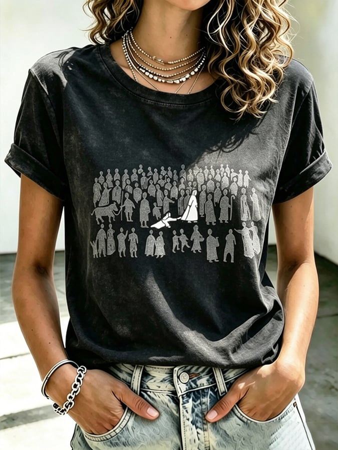 Women's  Faith Cross  Take Heart My Daughter Your Faith Has Made You Well Print Top