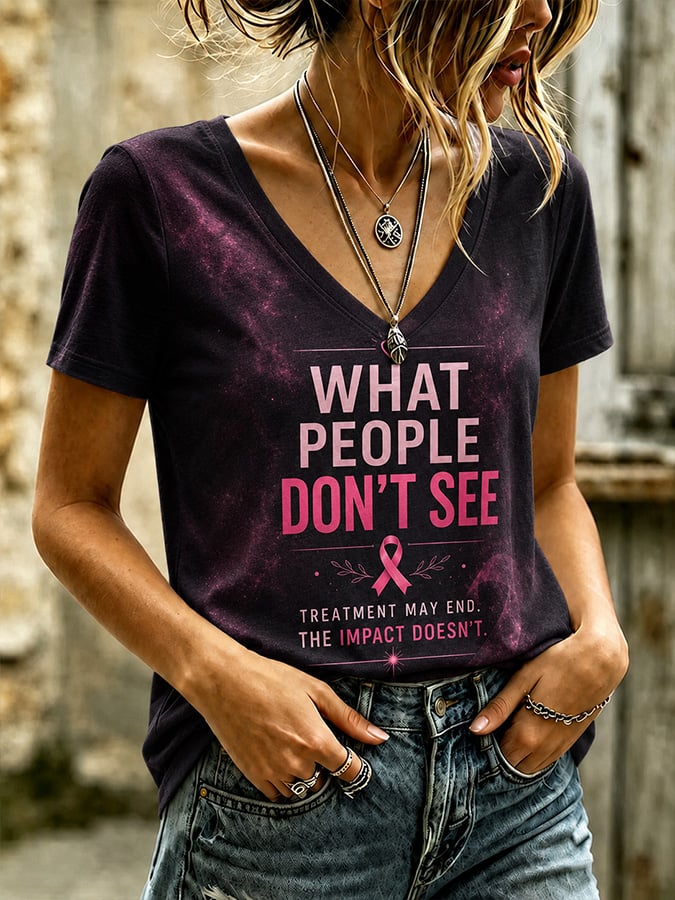 Damen Freizeit Brustkrebs-Bewusstsein Print Top