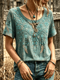 Damen-Top im Vintage-Western-Print-Stil