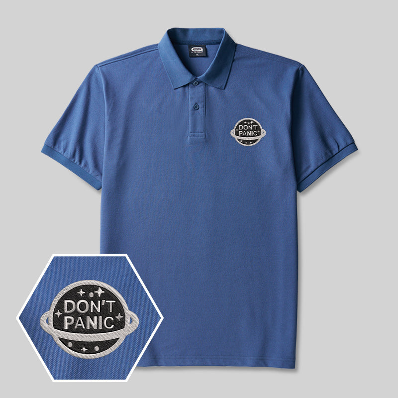 Don't Panic Geek Embroidered Polo Shirt