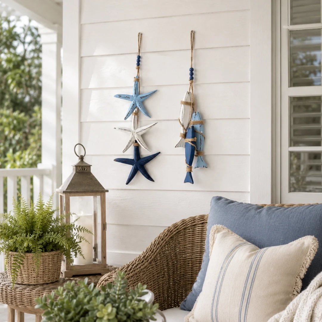 Coastal Wooden Hanging Ornament Lights