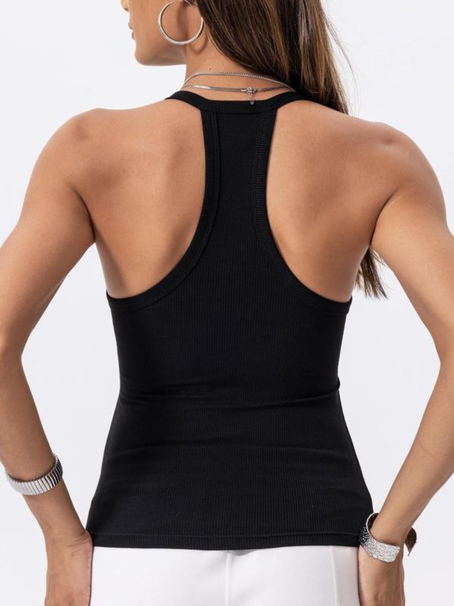 V-Neck Shelf Bra Racerback Tank Top
