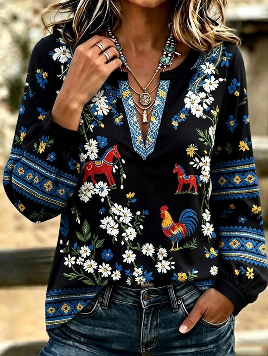 Haut Imprimé Floral Pour Femme