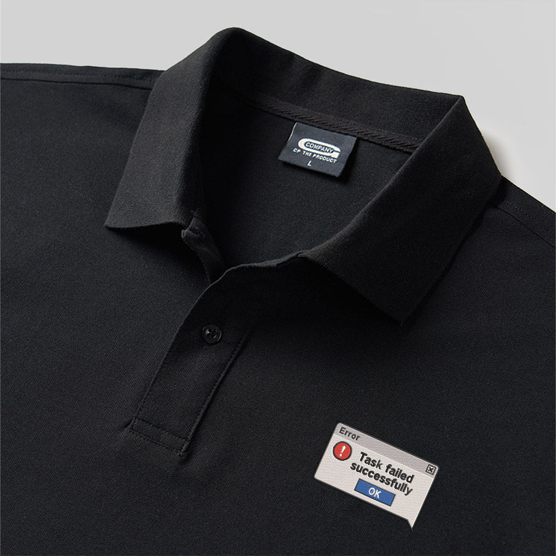 Task Failed Successfully Geek Embroidered Polo Shirt
