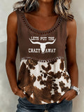 Damen-Retro-Freizeitweste mit Western-Print