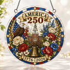 Amerika 250 Acryl-Puzzle-Hängeornament – 1776–2026 Patriotischer Sonnenfänger-Dekor