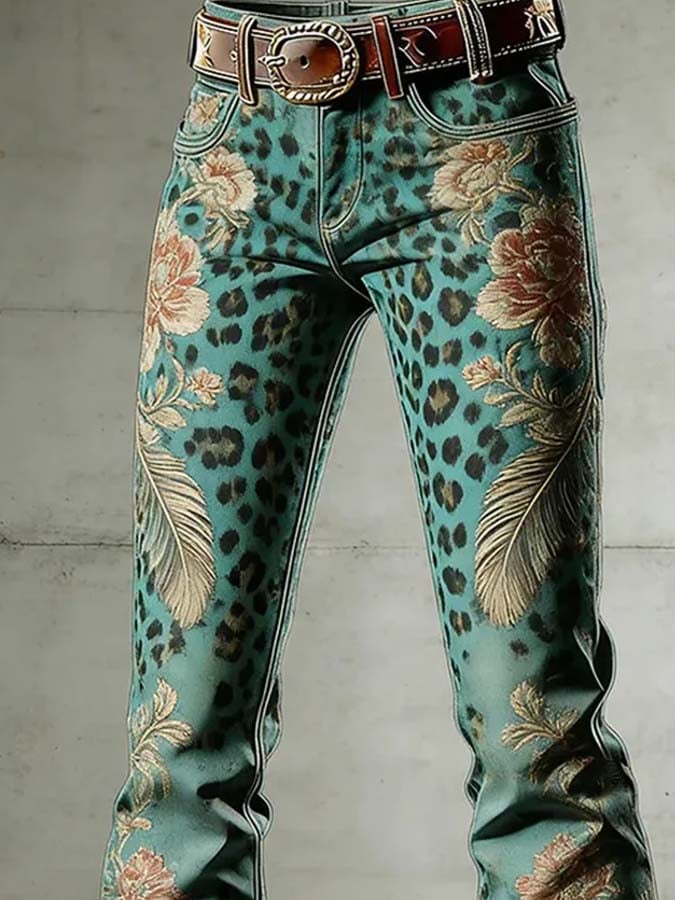 Damen Freizeithose mit Retro-Print