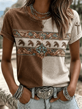 Women's Retro Western Style Faith  Print T-Shirt