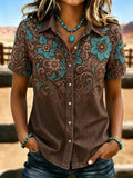 Damenhemd mit Vintage-Western-Print