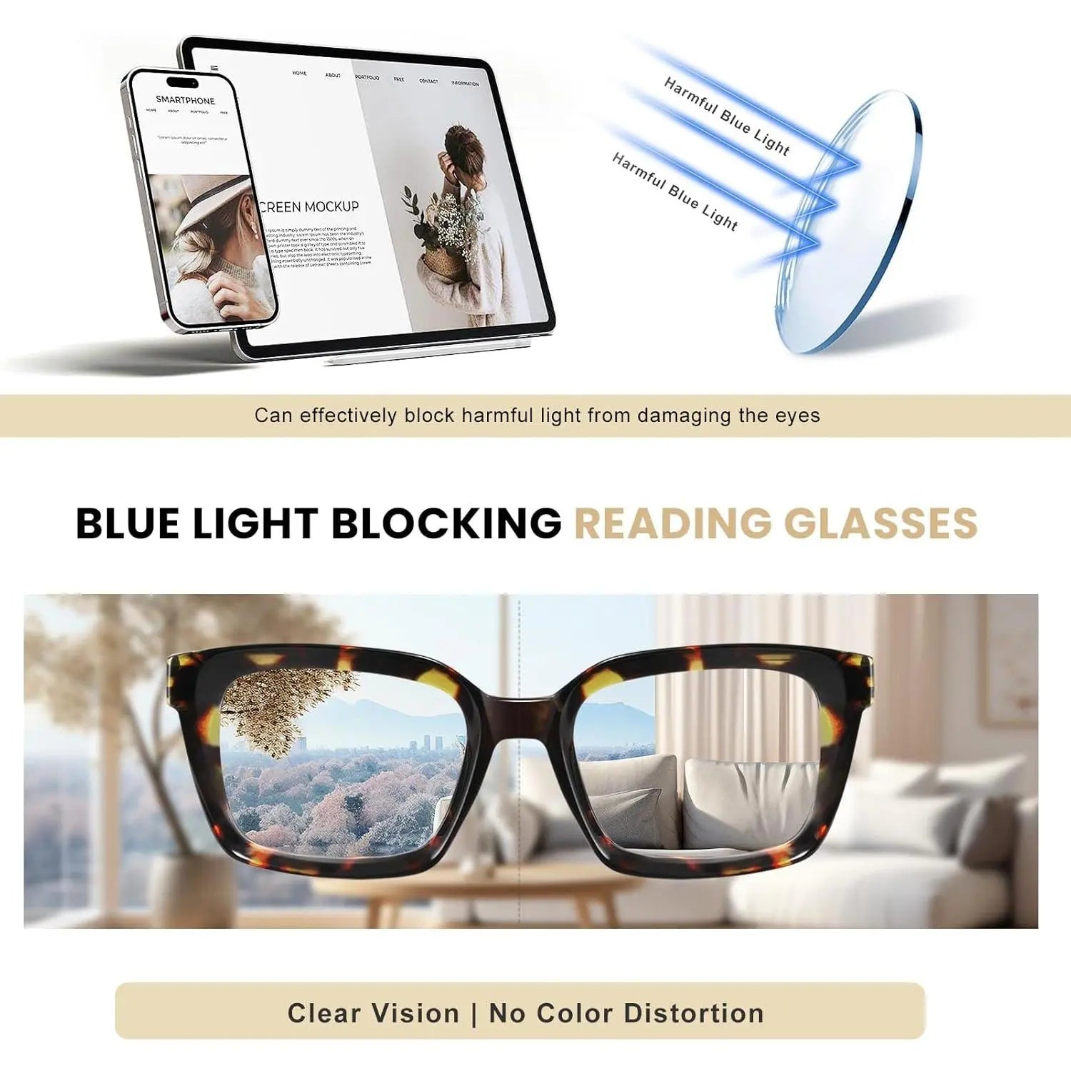 Lot de 3 lunettes de lecture carrées surdimensionnées pour femmes – Ensemble de lunettes de lecture à monture épaisse et tendance
