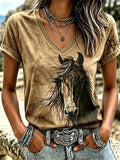 Damen Freizeit T-Shirt mit Print und kurzen Ärmeln