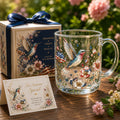 Patriotic Hummingbird Floral Glass Mug Gift Set