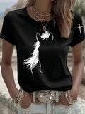 Damen T-Shirt mit Pferdeaufdruck
