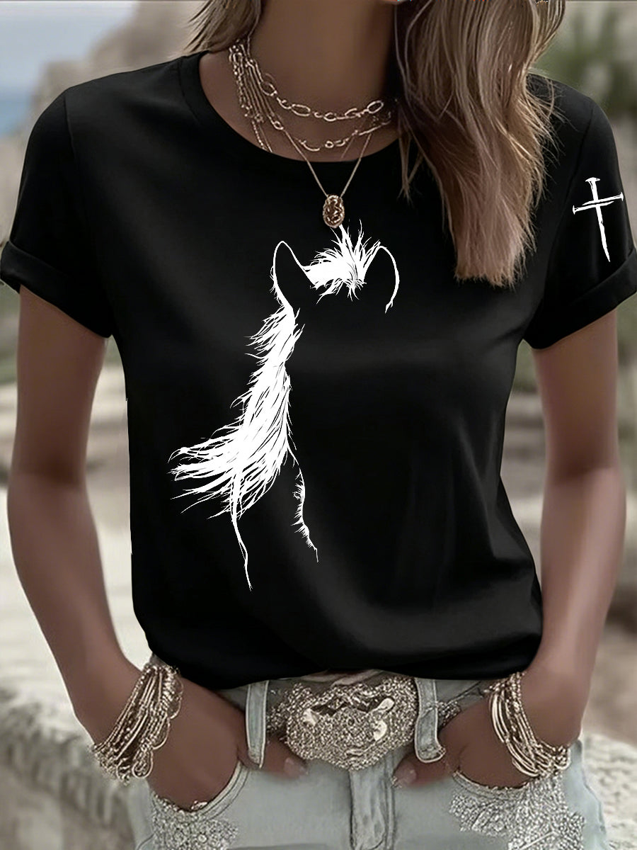 Damen T-Shirt mit Pferdeaufdruck