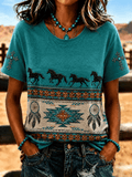 Damen Retro Western Stil Faith Print T-Shirt