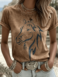 Damen T-Shirt mit Retro-Western-Print