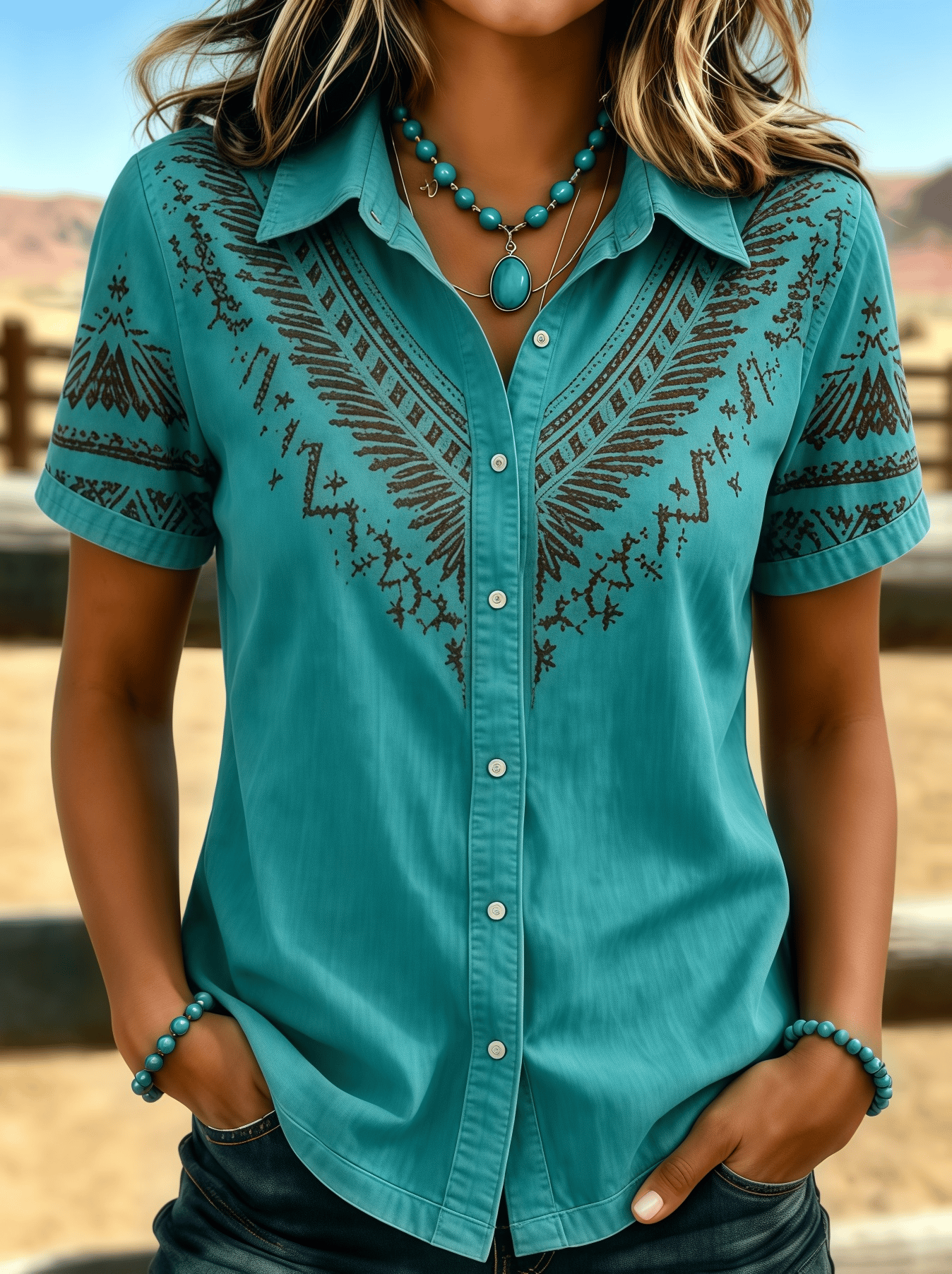Damen Western-Hemd mit Aufdruck