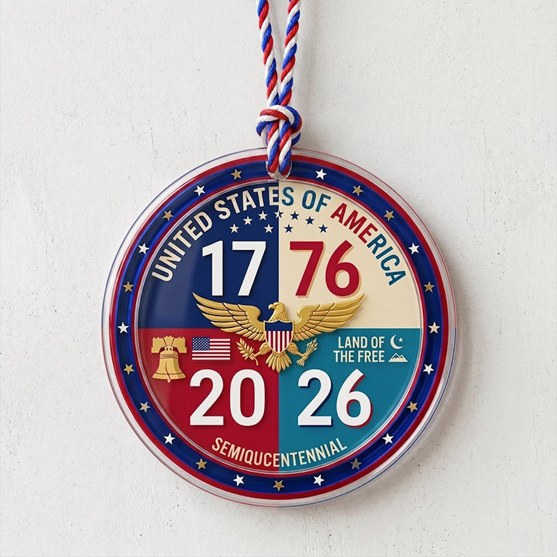 Ornement en acrylique "250e anniversaire de l'Amérique" — Thème patriotique 1776-2026