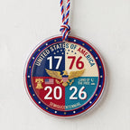 Ornement en acrylique "250e anniversaire de l'Amérique" — Thème patriotique 1776-2026