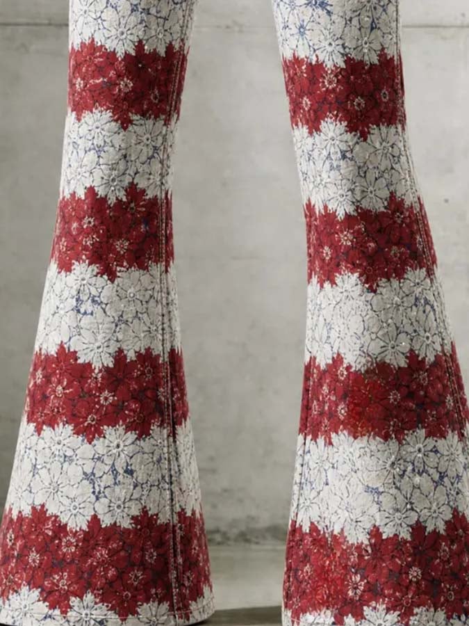 Damen Freizeithose mit Retro-Print
