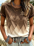 Damen T-Shirt mit Westernpferde-Kunstmotiv, Faith-Gradient-Print und Rundhalsausschnitt