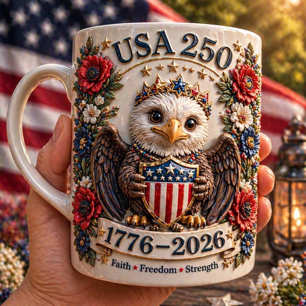 USA 250th Anniversary Embossed Eagle Mug